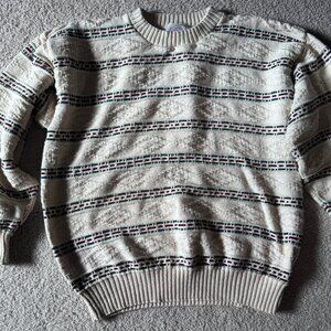 Vintage Cape Isle Knitters Cream Textured Knit Sweater